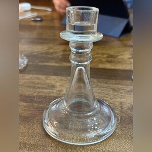 Vintage Clear Glass Candlestick Beauty base smooth neck for the elegant look